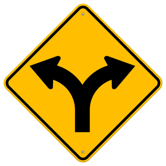 Sign of a fork in a road