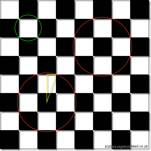 circle on the black squares of a chessboard puzzle