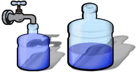 water jugs to illustrate die hard water puzzle
